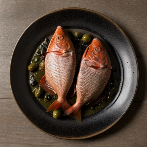 Red Snapper Fillets in Packages With Tomatoes, Olives & Cap recipe image