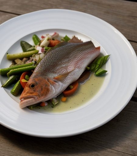 Red Snapper With Spring Vegetable Vinaigrette recipe image