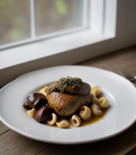 Red Wine Braised Chicken With Orecchiette Pas recipe image