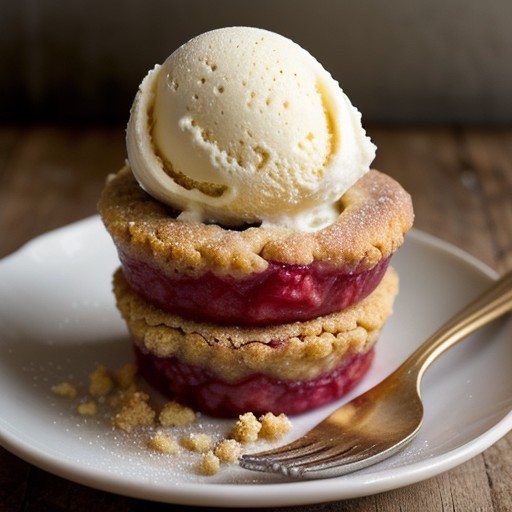 Rhubarb Cobbler With Vanilla Bean Ice Cream recipe image