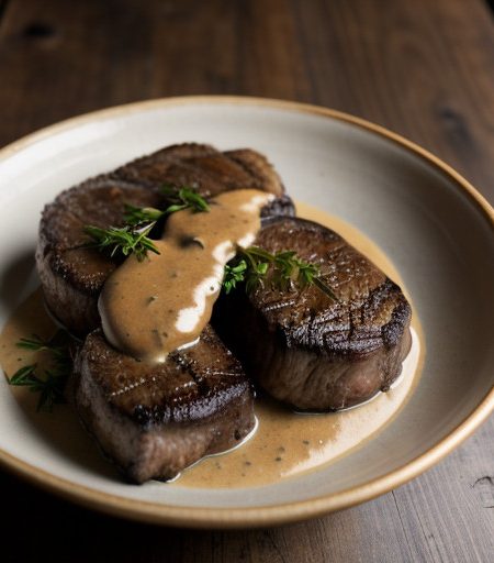 Rib Eyed Steaks With Mushroom Sauce recipe image