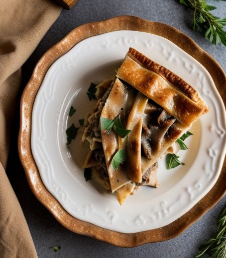 Ribbed Penne~ Mushroom & Ham Pie recipe image