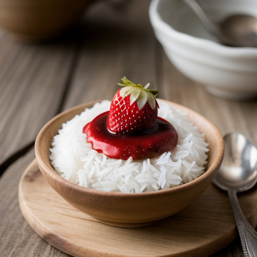 Rice Cream With Strawberry Sauce recipe image