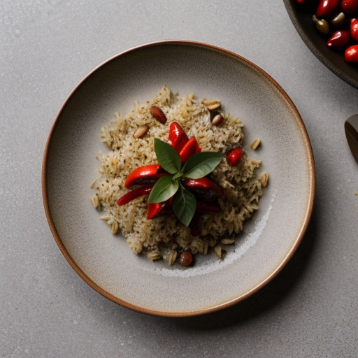 Rice Pilaf With Pinenuts and Roasted Red Peppers recipe image
