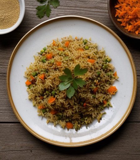 Rice Pulao With Carrots & Green Peas recipe image