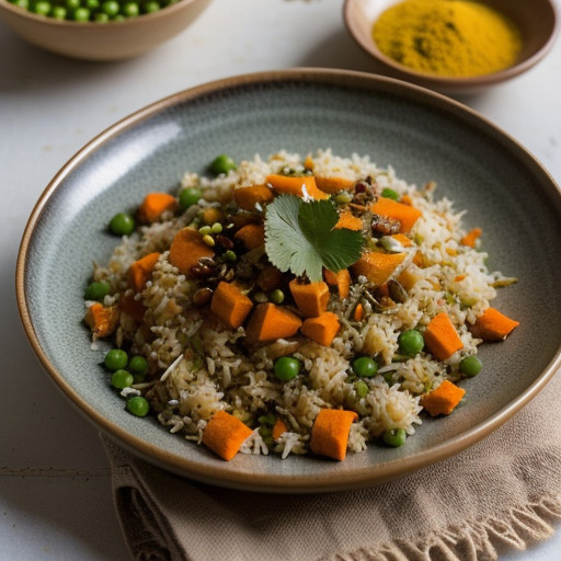 Rice Pulao With Carrots and Green Peas recipe image