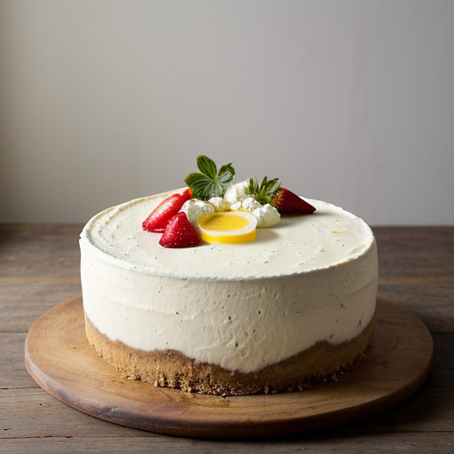 Ricotta-Sour Cream Cheesecake With Strawberry Sauce recipe image