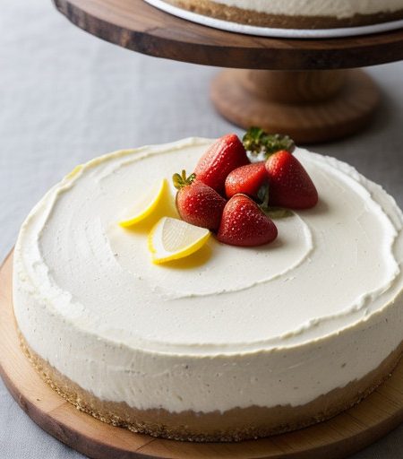 Ricotta-Sour Cream Cheesecake With Strawberry recipe image