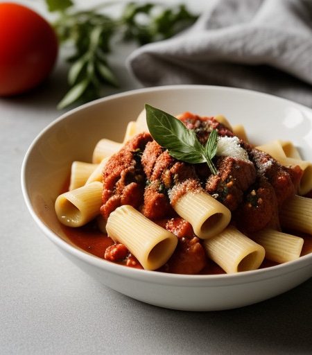 Rigatoni With Vodka Tomato Sauce - Bon Appeti recipe image