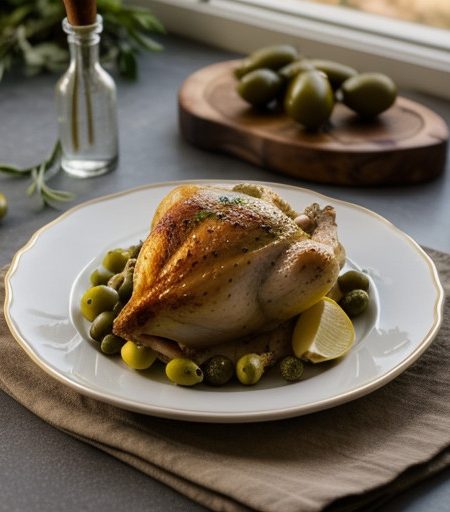 Roast Chicken With Lemon Zest and Green Olives recipe image