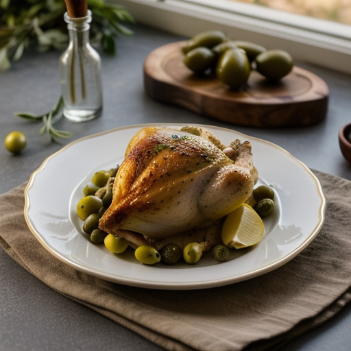 Roast Chicken With Lemon Zest and Green Olives recipe image