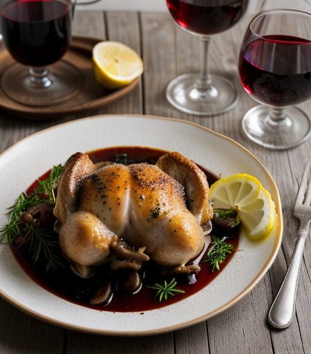 Roast Chicken With Port Wine, Cream, Mushrooms recipe image