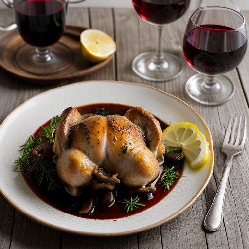 Roast Chicken With Port Wine, Cream, Mushrooms recipe image