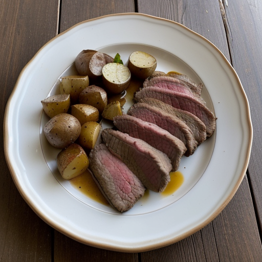 Roast Flank Steak With Potatoes Amd Portobell recipe image