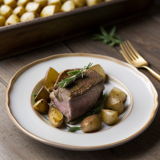 Roast Lamb With Potato~ Onion & Pepper Grat recipe image