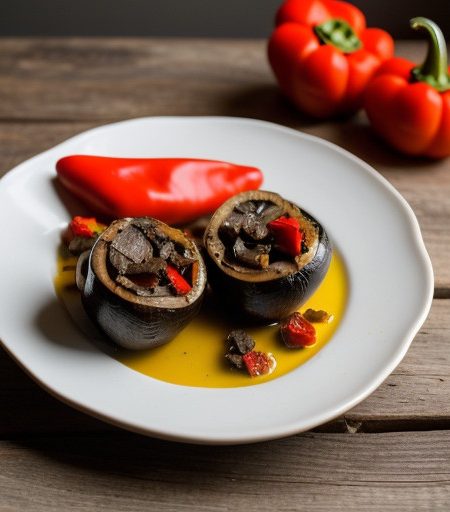 Roast Peppers Stuffed With Mushrooms recipe image