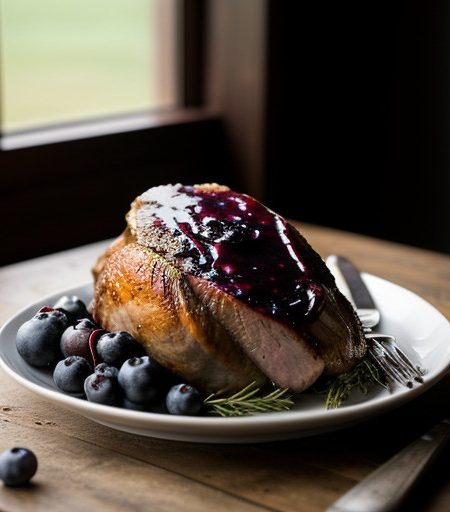 Roast Turkey Hindquarter With Blueberry Sauce recipe image