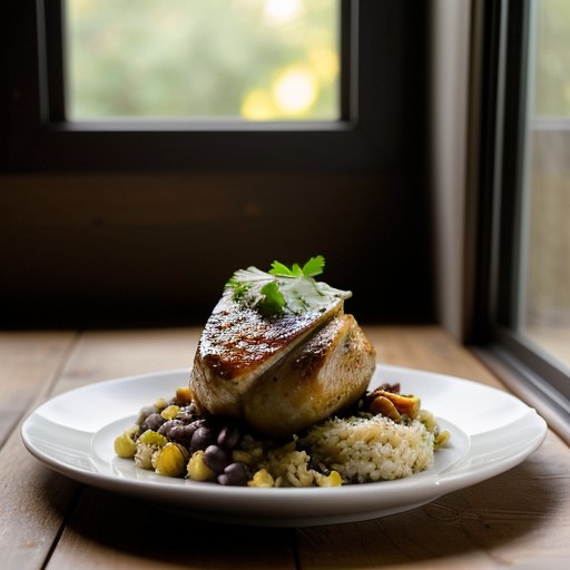 Roasted Chicken Mofongo With Black Beans recipe image