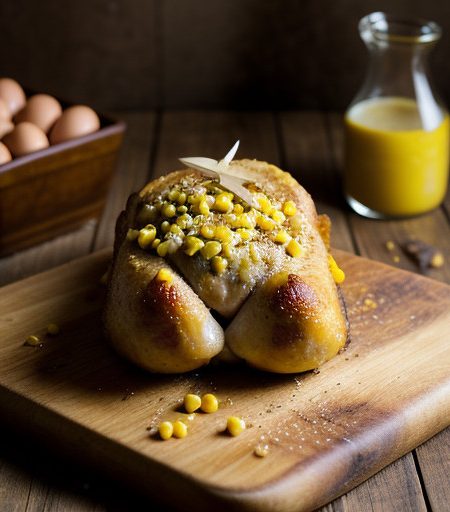 Roasted Chicken Stuffed With Andouille and Corn Bread Pud recipe image