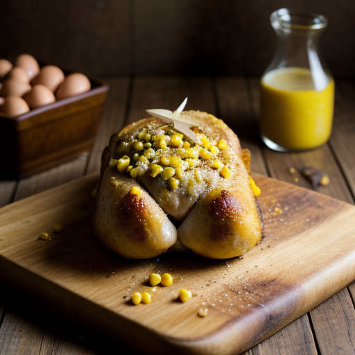 Roasted Chicken Stuffed With Andouille and Corn Bread Pud recipe image