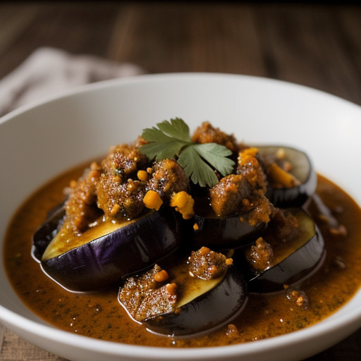 Roasted Eggplant Tomato Relish (Biagan Bharta recipe image