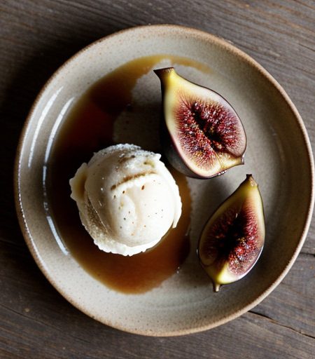 Roasted Figs W/ Vanilla Ice Cream & Honey - recipe image