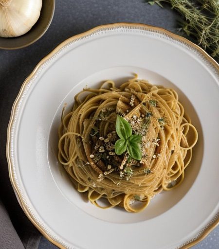 Roasted Garlic Angel Hair Pasta recipe image