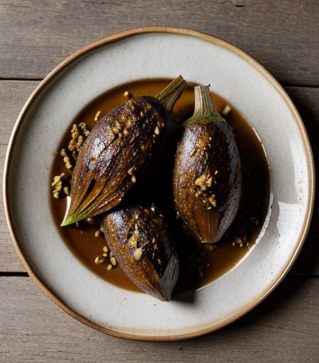 Roasted Garlic With Cumin-Eggplant & Capellin recipe image