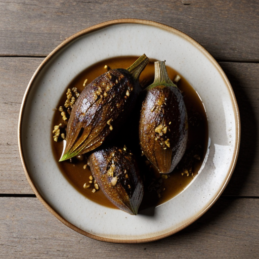 Roasted Garlic With Cumin-Eggplant & Capellin recipe image