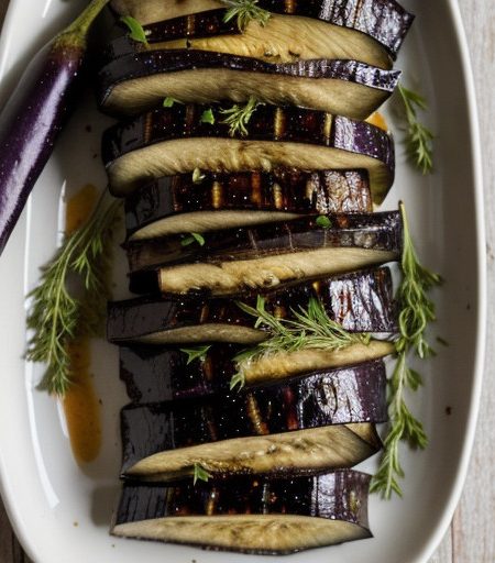 Roasted Japanese Eggplant With Green Herb Sau recipe image