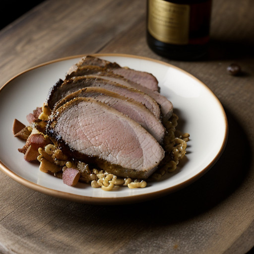 Roasted Pork Loin With Bacon & Onion Spaetz recipe image