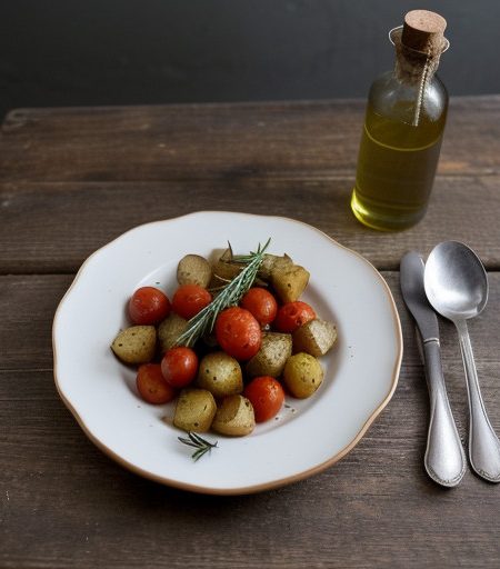 Roasted Potatoes With Tomatoes and Rosemary recipe image