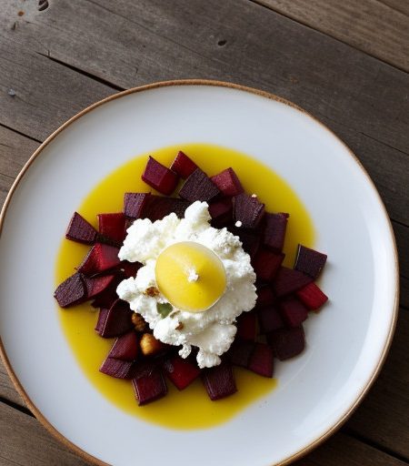 Roasted Red and Yellow Beets With Goat Cheese and Lemon-T recipe image