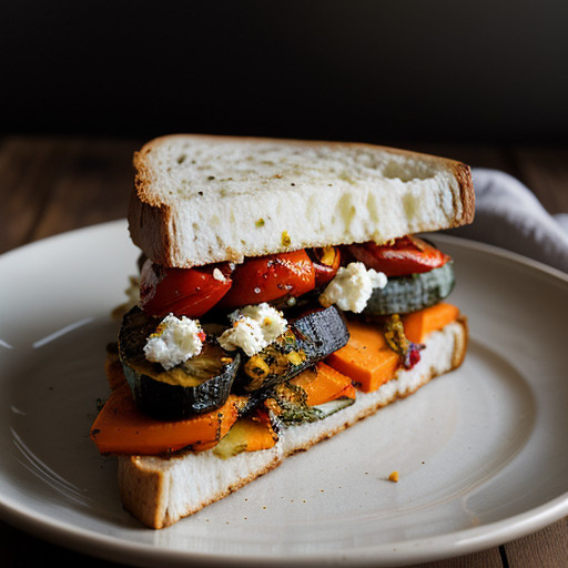 Roasted Vegetable and Feta Sandwich recipe image