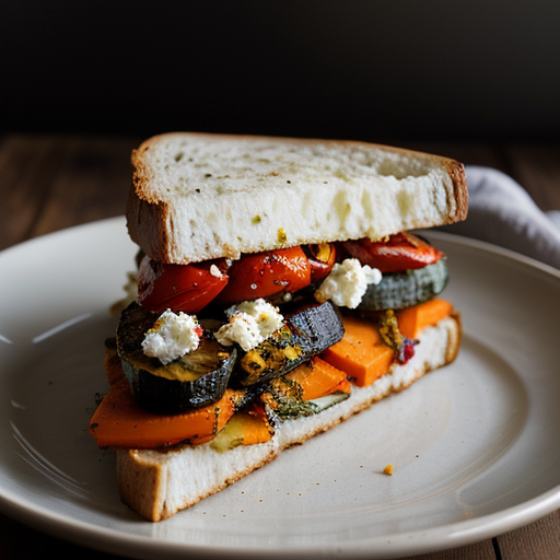 Roasted Vegetable and Feta Sandwich recipe image