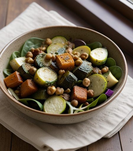 Roasted Vegetables Salad With Garbanzos recipe image