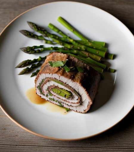 Roulade of Turkey With Asparagus & Crushed recipe image