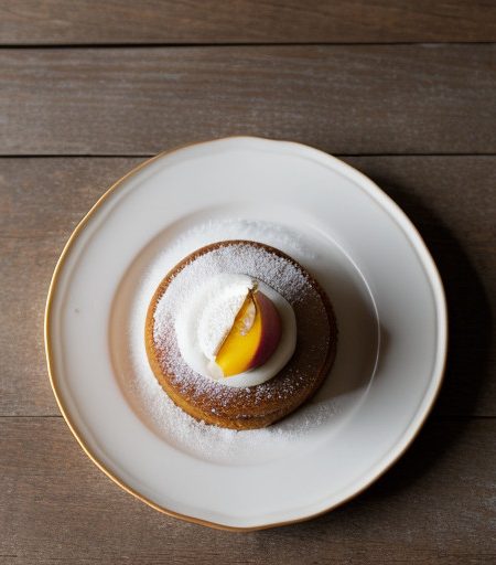 Rum Ring Cake With Peach Frozen Yogurt - Bon Appetit recipe image