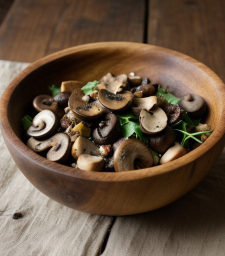 Rustic Bread & Mushroom Salad recipe image