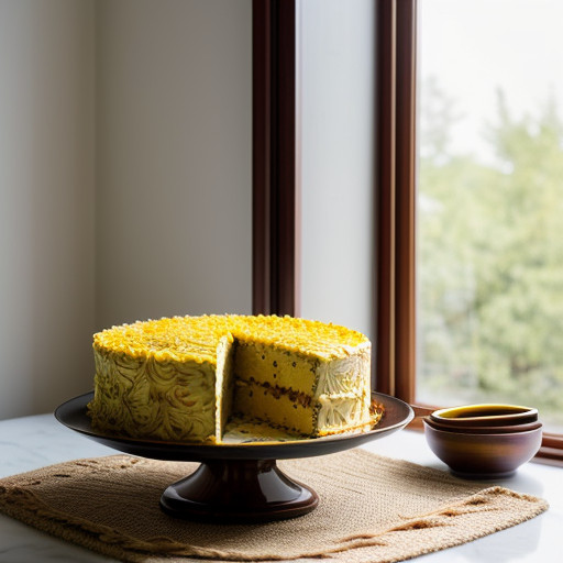 Saffron Noodle Cake With Chatchouka recipe image
