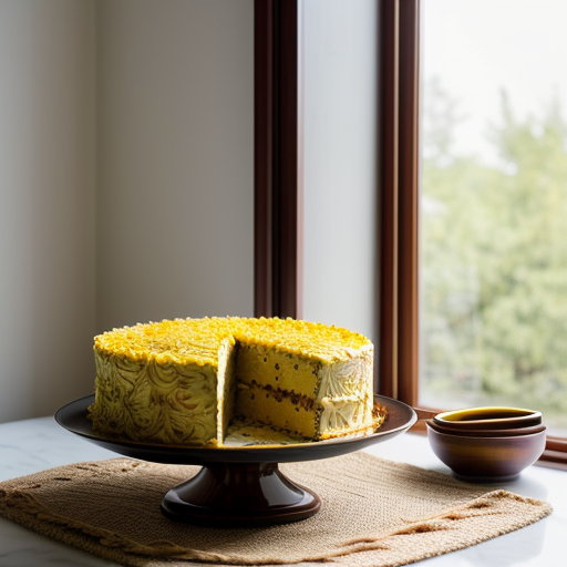 Saffron Noodle Cake With Chatchouka recipe image