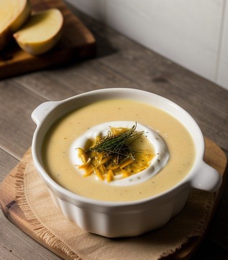 Saffron Potato Onion Soup recipe image
