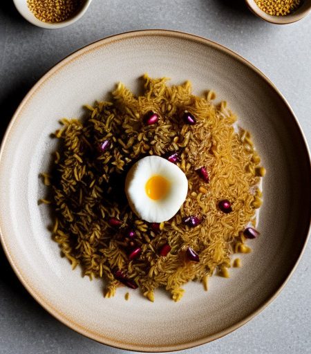 Saffron-Sesame Rice With Pine Nuts recipe image