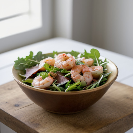 Salad Greens With Prosciutto & Shrimp recipe image