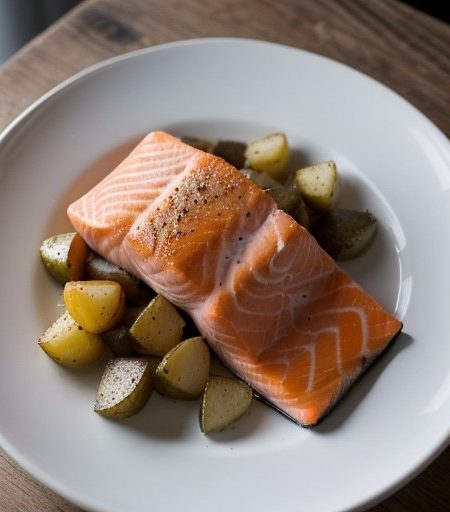 Salmon Fillets Buried in Potatoes recipe image
