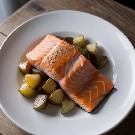 Salmon Fillets Buried in Potatoes recipe image