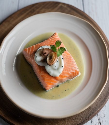 Salmon With 2 Purees recipe image