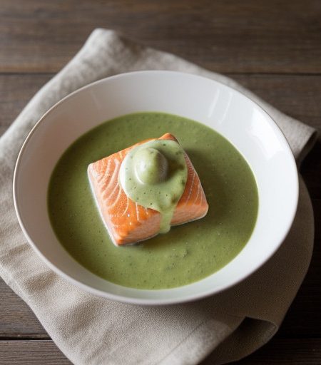 Salmon With Asparagus Sauce recipe image