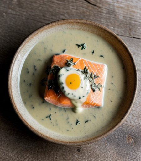 Salmon With Basil Cream Sauce recipe image