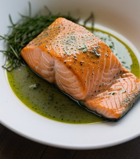 Salmon With Chive and Herb Sauce recipe image
